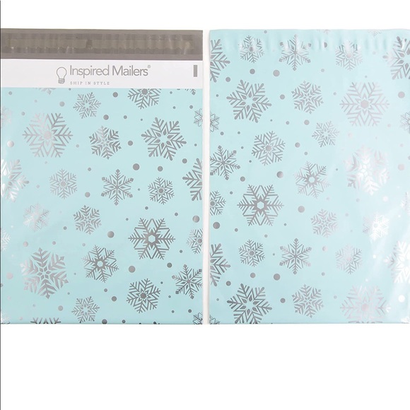 ❄️ LAST SET ❄️18 premium Poly Mailers- Blue + Silver Winter Snowflake - Picture 2 of 4
